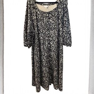 J. Jill Dress Black and White Floral Button Down Plus Size 4X